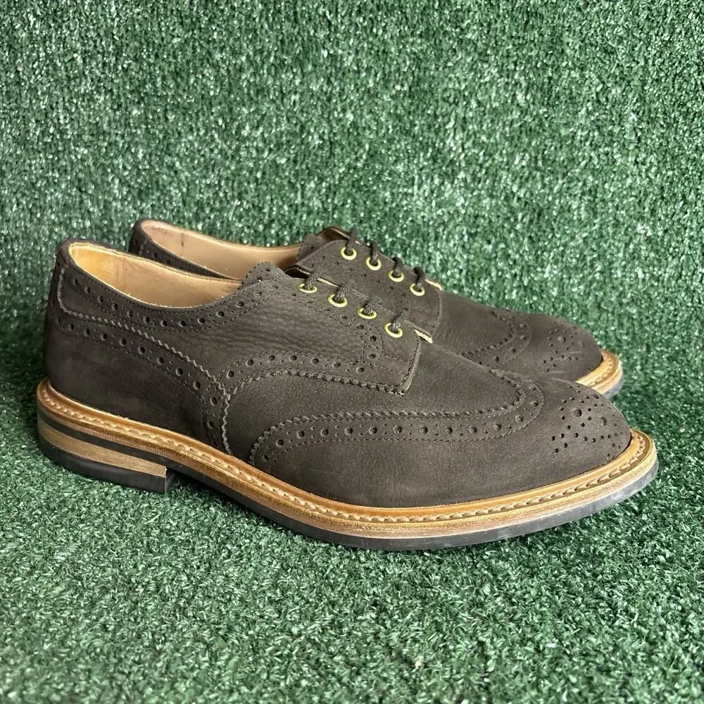 Tricker's Trickers 'Bourton' Brown Suede Derby Brogue Lace‎ Up Shoes US 10.5 EUC
